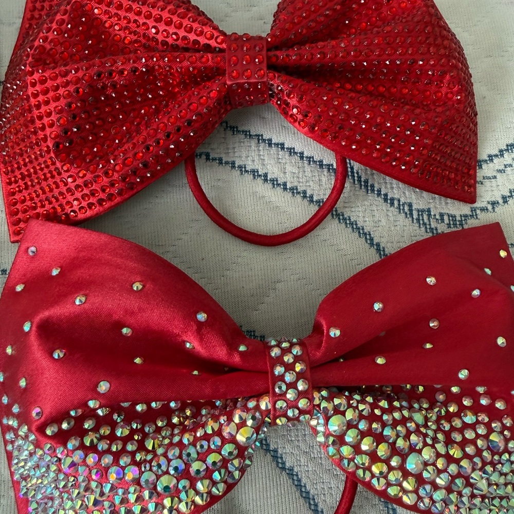 Red Rhinestone Hair Bows cheer bow they are 20 each